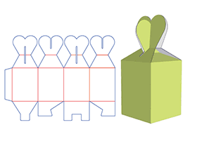 Gift packaging design, lock-bottom packaging design, the top of the heart-shaped structure